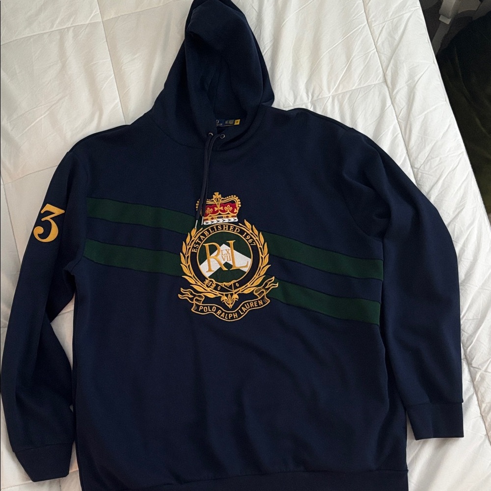 Polo Ralph Lauren Navy Hoodie with Green Accents